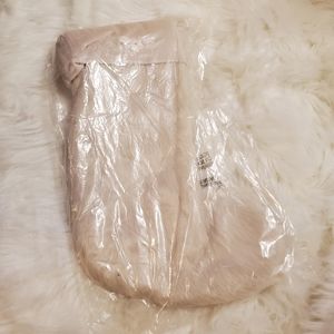 West Elm Faux Fur Stocking- blush -embroidered "Victory"